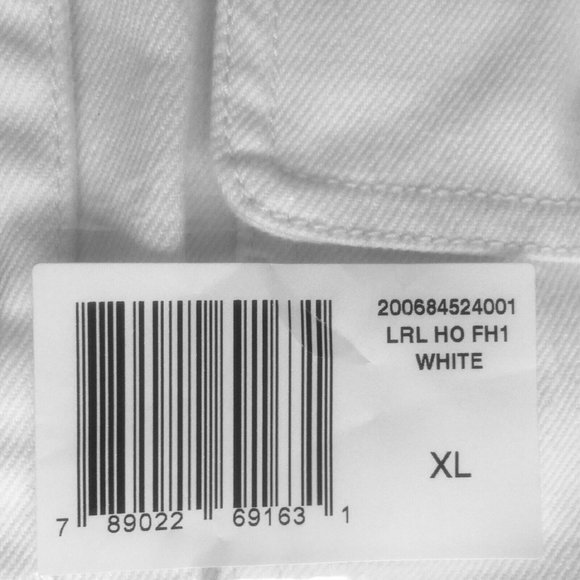 Sz XL Ralph Lauren Alabaster Wash WHITE Denim Fitted Jacket w/ BLACK Embroidery - Picture 4 of 5